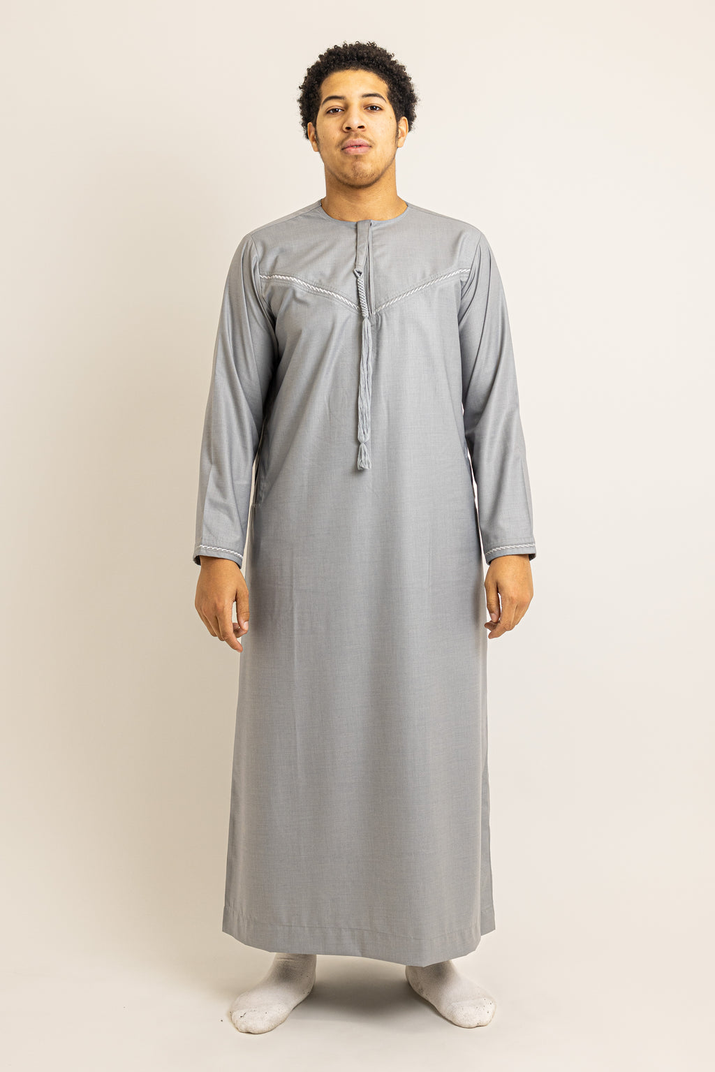 Emirati Light Grey Thobe with Tassel