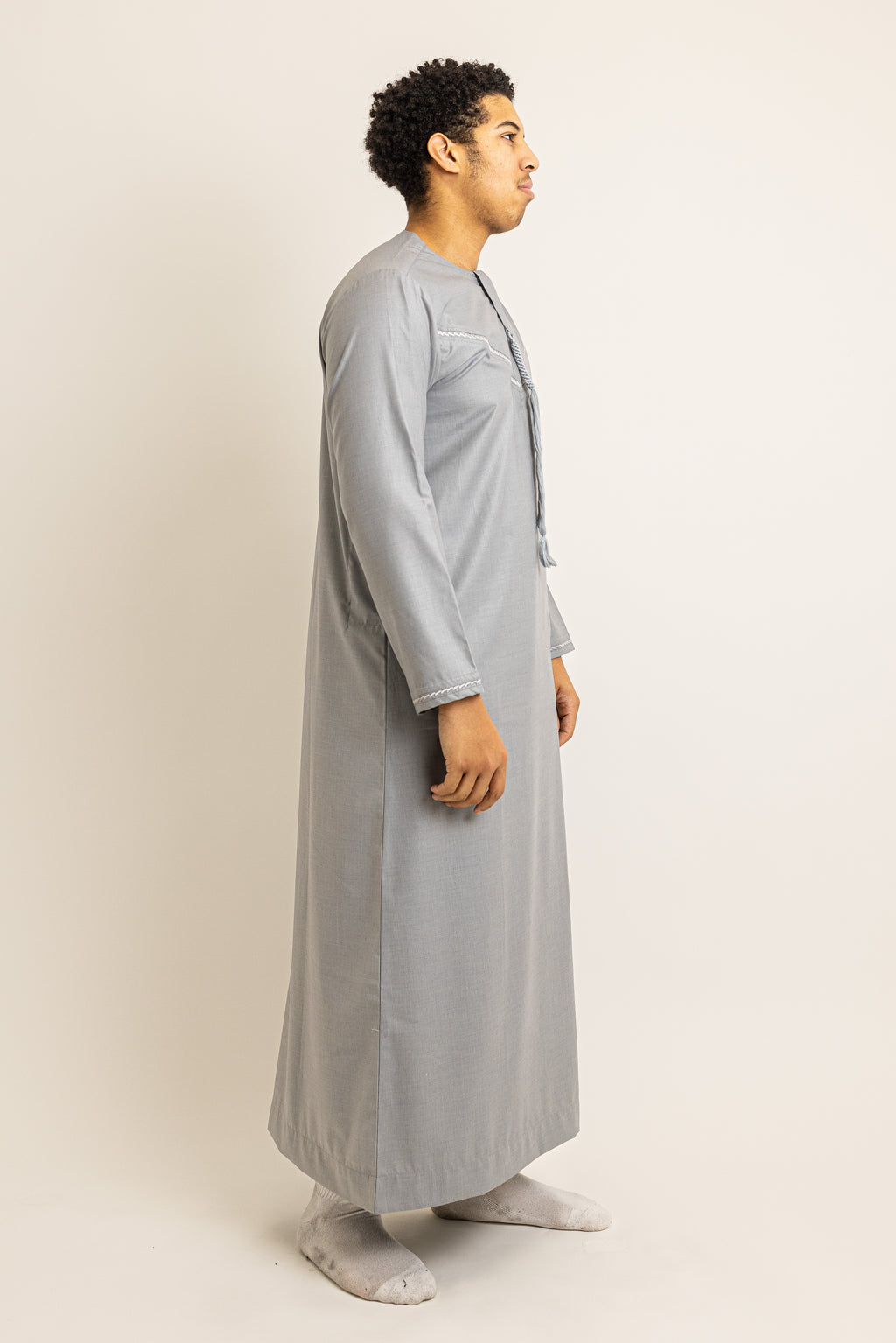 Emirati Light Grey Thobe with Tassel
