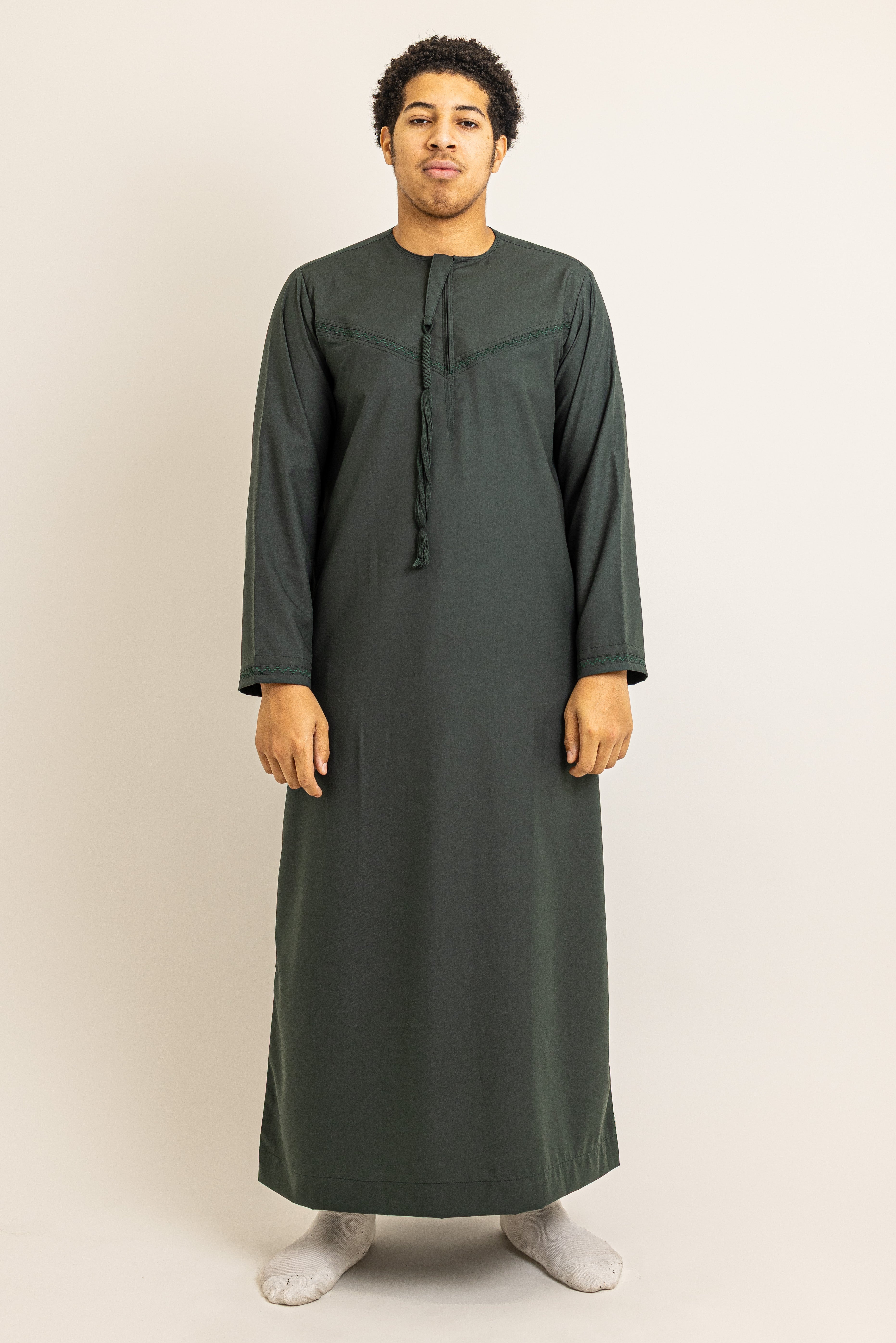 Emirati Dark Green Thobe with Tassel