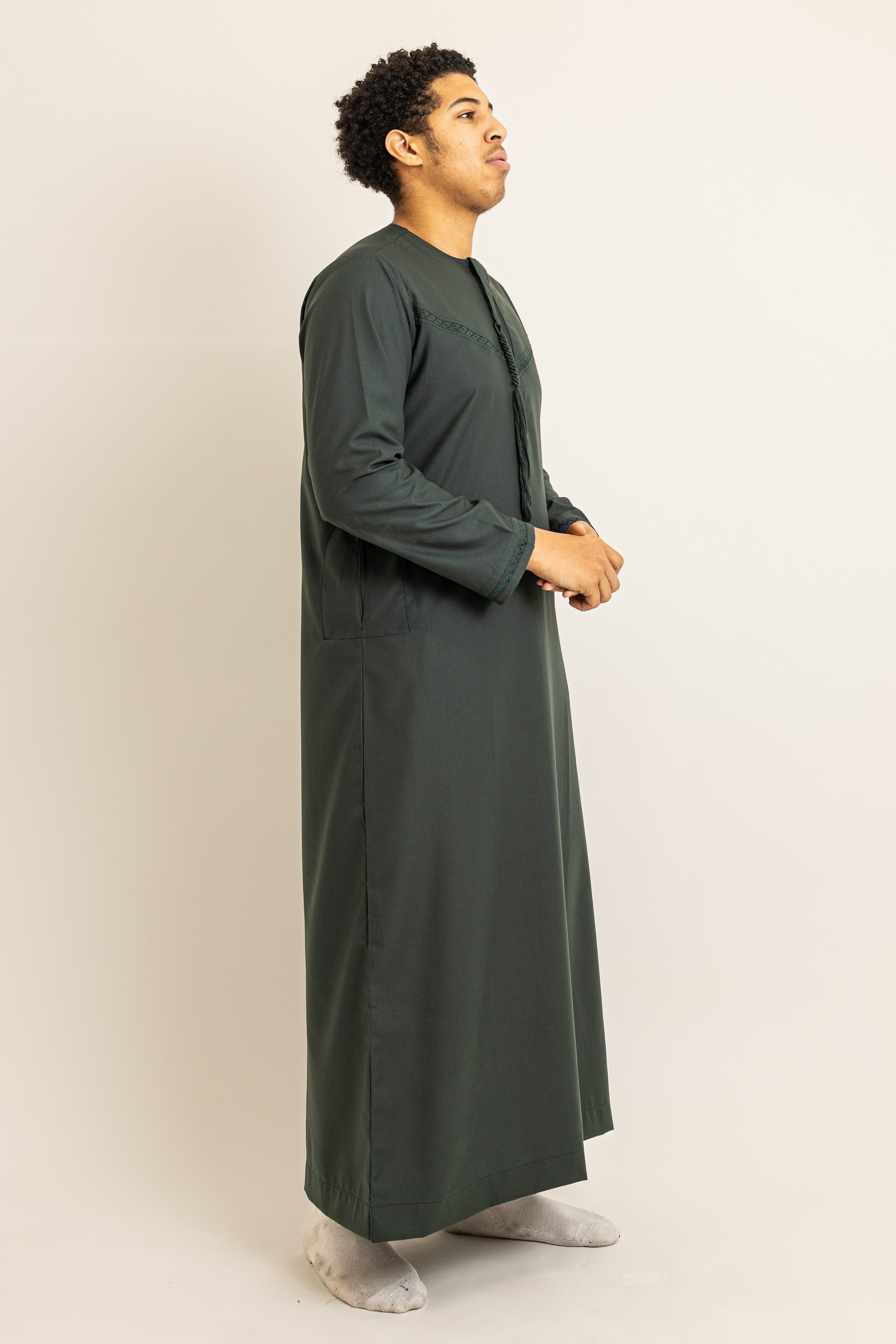 Emirati Dark Green Thobe with Tassel