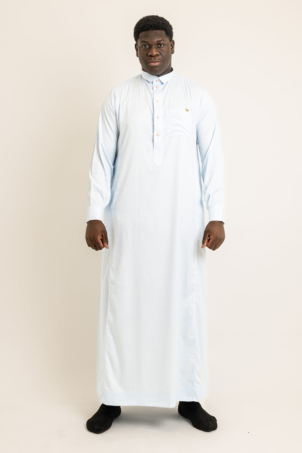 Qatari Light Blue Thobe Buttoned