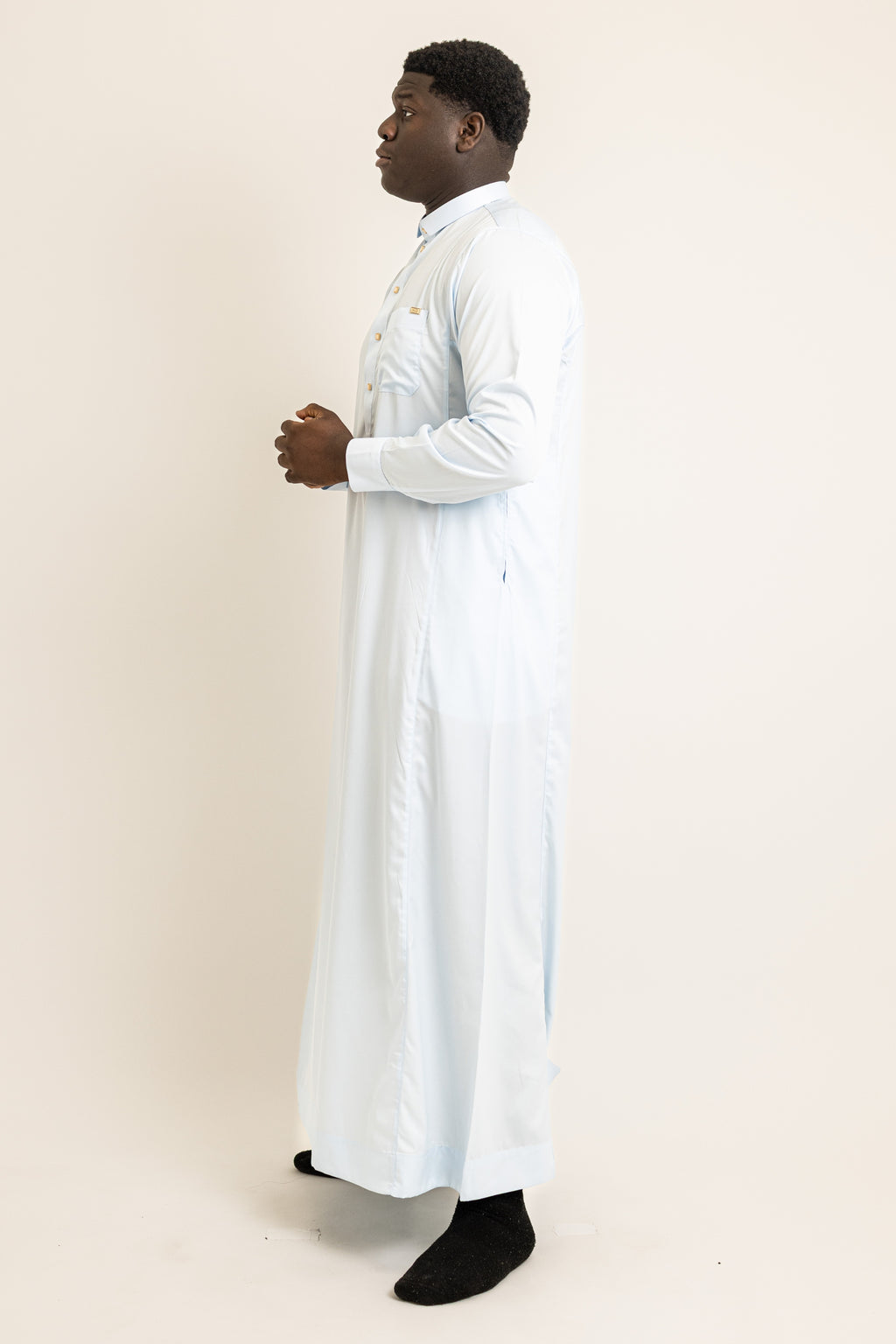 Qatari Light Blue Thobe Buttoned