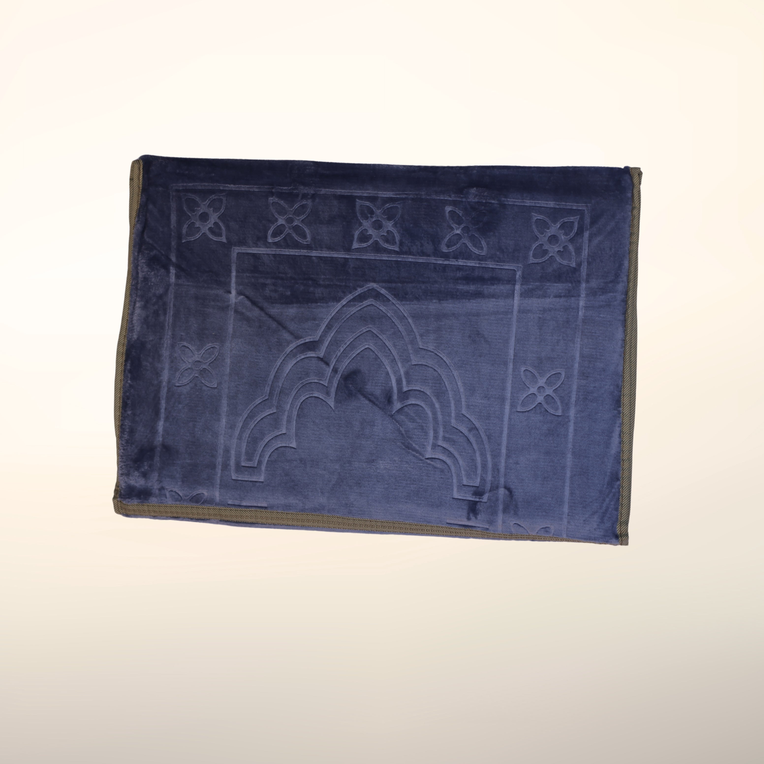Foldable Dark Blue Prayer Mat with Back-rest