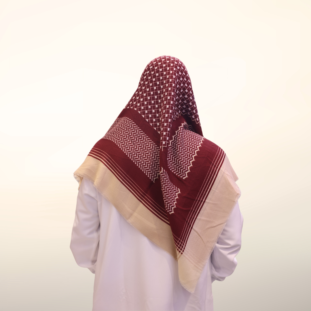 Maroon Palestinian Scarf Shemagh