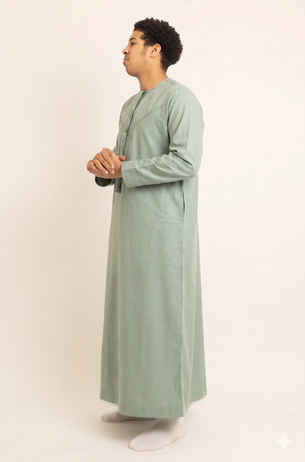 Emirati Matcha Green Thobe with Tassel
