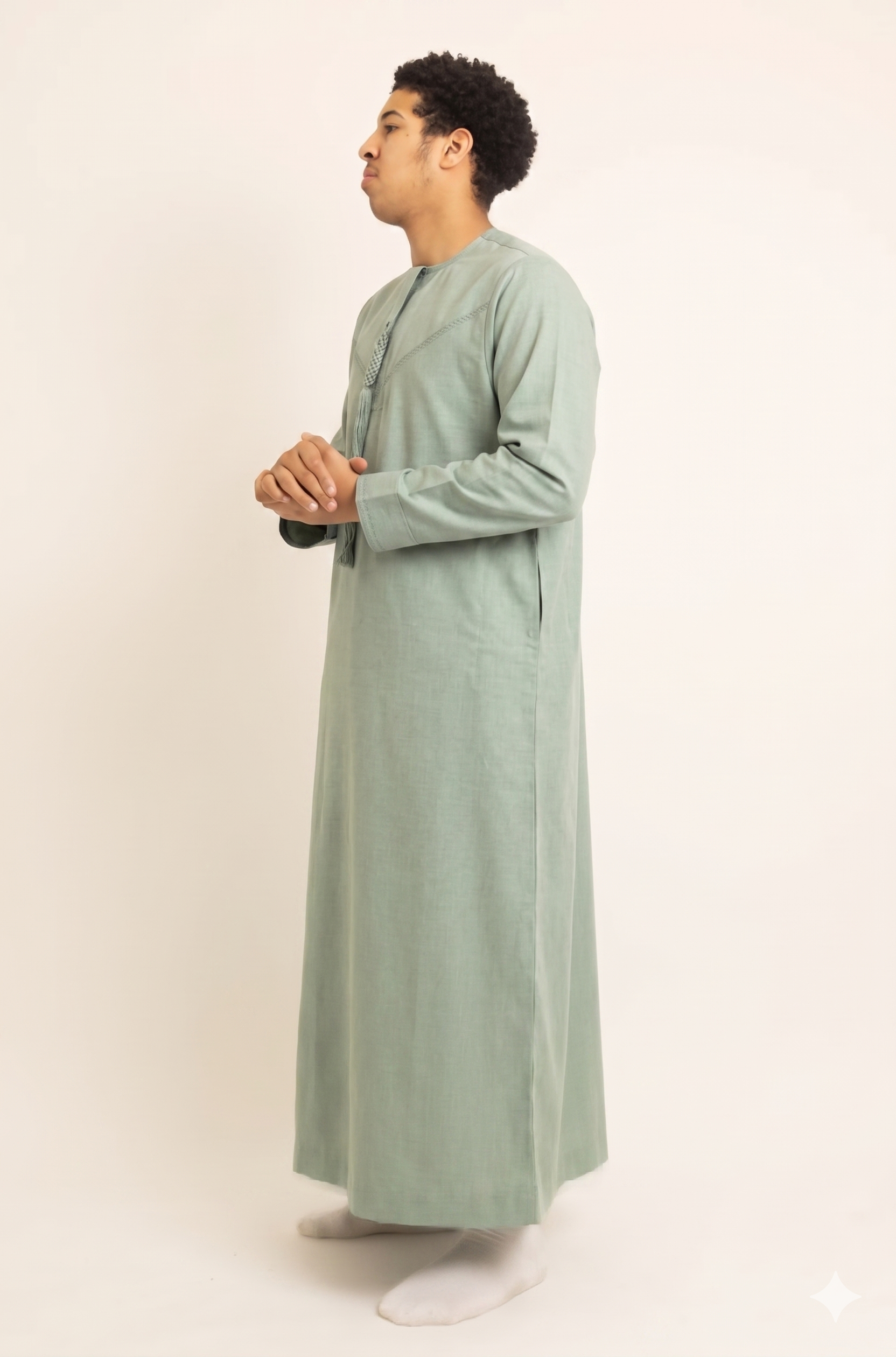 Emirati Matcha Green Thobe with Tassel